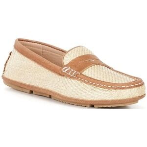 Flag LTD Women's Morgan Leather Penny Driving‎ Loafers Rattan Rafia 9M New $110